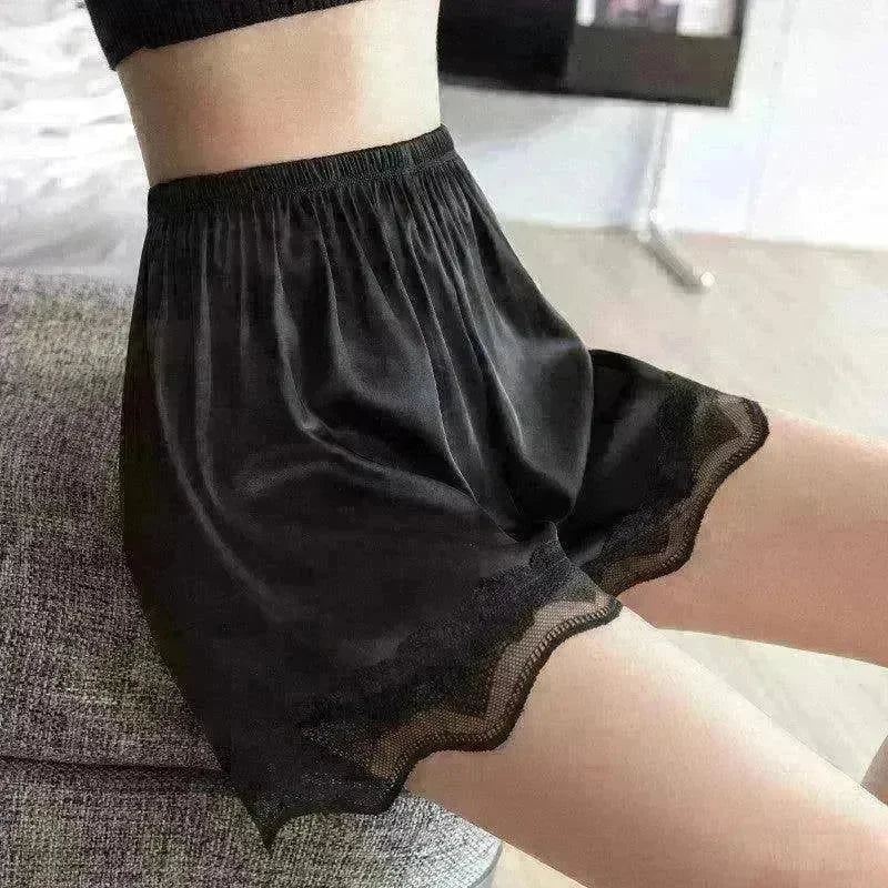 Women's Ice Silk Seamless Outer Wear Lace Loose Shorts - EX-STOCK CANADA