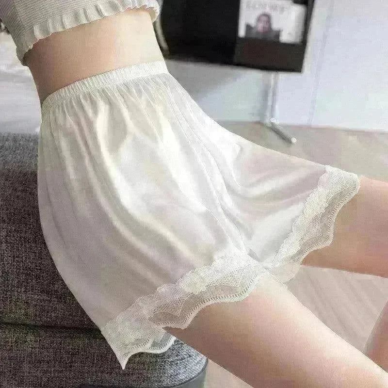 Women's Ice Silk Seamless Outer Wear Lace Loose Shorts - EX-STOCK CANADA