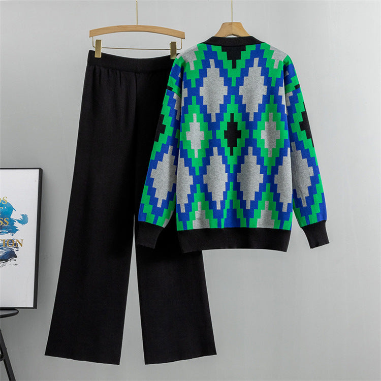 Women's Knitted Cardigan Casual Fashion Sports Wide-leg Pants Suit EX-STOCK Canada 