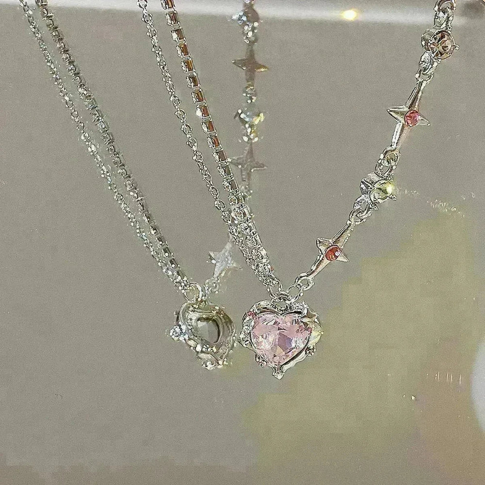 Women's Love Planet Pink Diamond Love Necklace - EX-STOCK CANADA