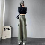 Women's Overalls High Waist Trousers Straight Casual Wide Leg Pants - EX-STOCK Canada