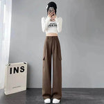 Women's Overalls High Waist Trousers Straight Casual Wide Leg Pants - EX-STOCK Canada
