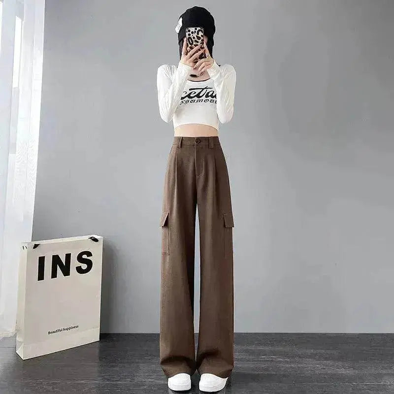 Women's Overalls High Waist Trousers Straight Casual Wide Leg Pants - EX-STOCK Canada