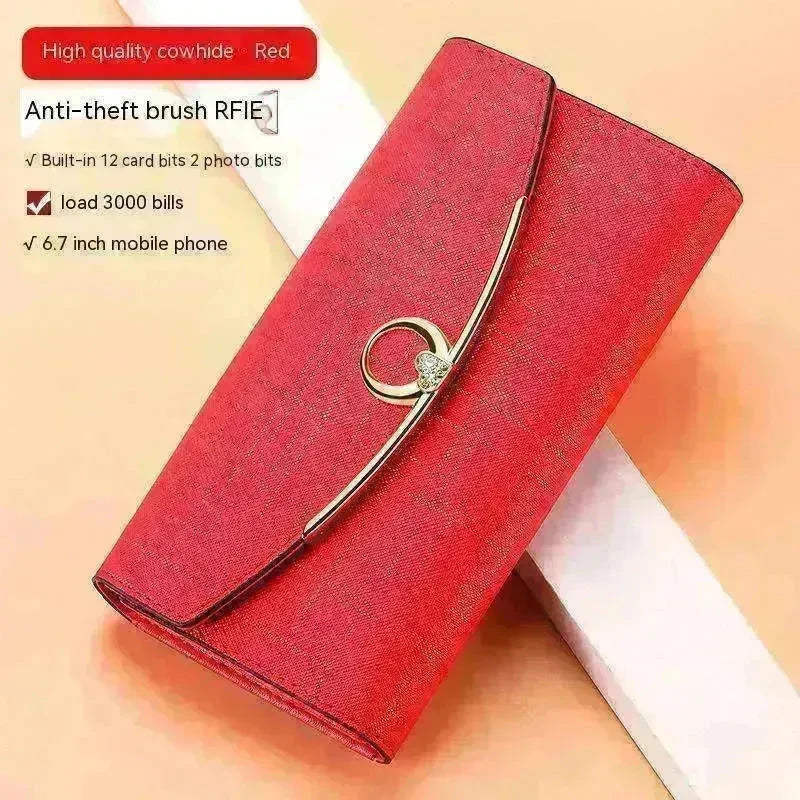 Women's Real Leather Anti theft Large Capacity Wallet Clutch Bag - EX-STOCK CANADA