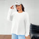 Women's Solid Color Loose Round Neck Top EX-STOCK Canada 