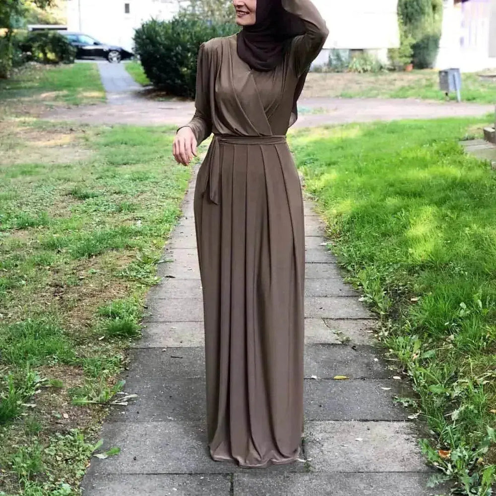 Women's Solid Color Middle Eastern Arab Long Dress - EX-STOCK Canada