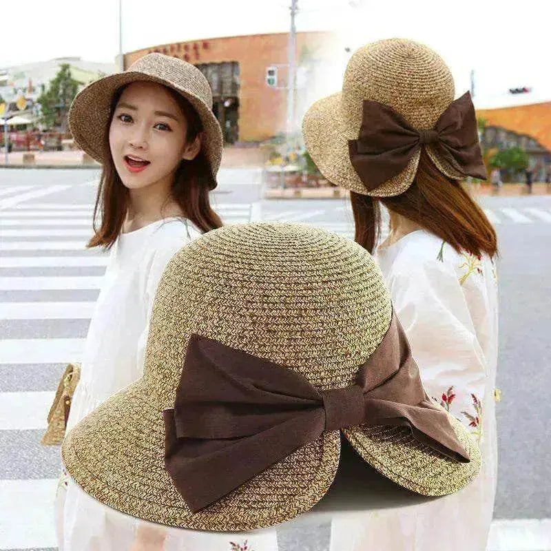 Women's Stylish Big Bow Split Summer Beach Sunshade Hat - EX-STOCK Canada