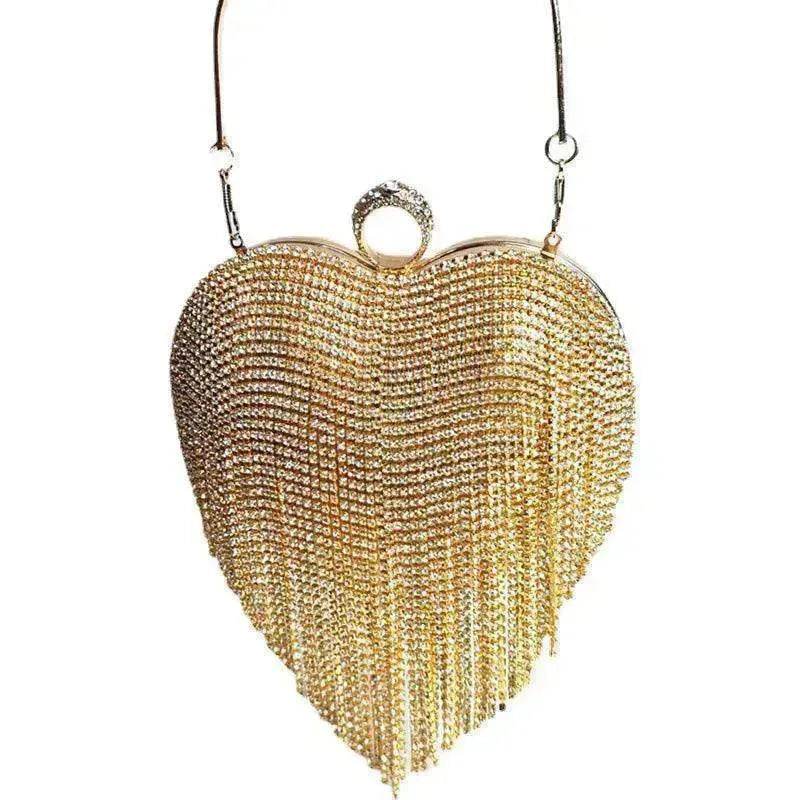 Women's Tassel Heart Shape Inlaid Diamond Handbag - EX-STOCK Canada