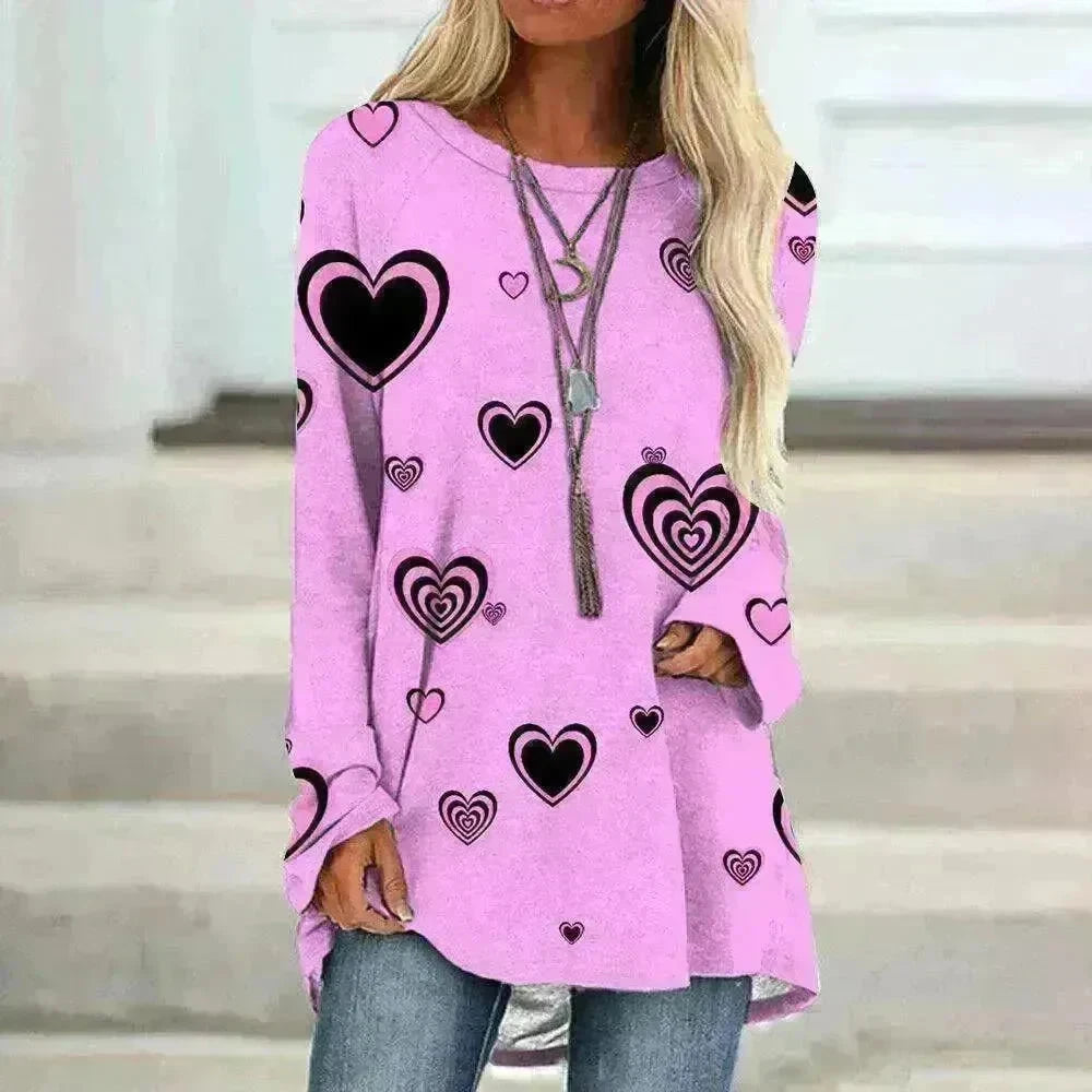 Women's Valentine's Day Love Print Long Sleeve T-shirt - EX-STOCK CANADA