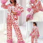 Women's Valentine's Day Sweet Loving Heart Printed Casual Suit Pajamas - EX-STOCK Canada
