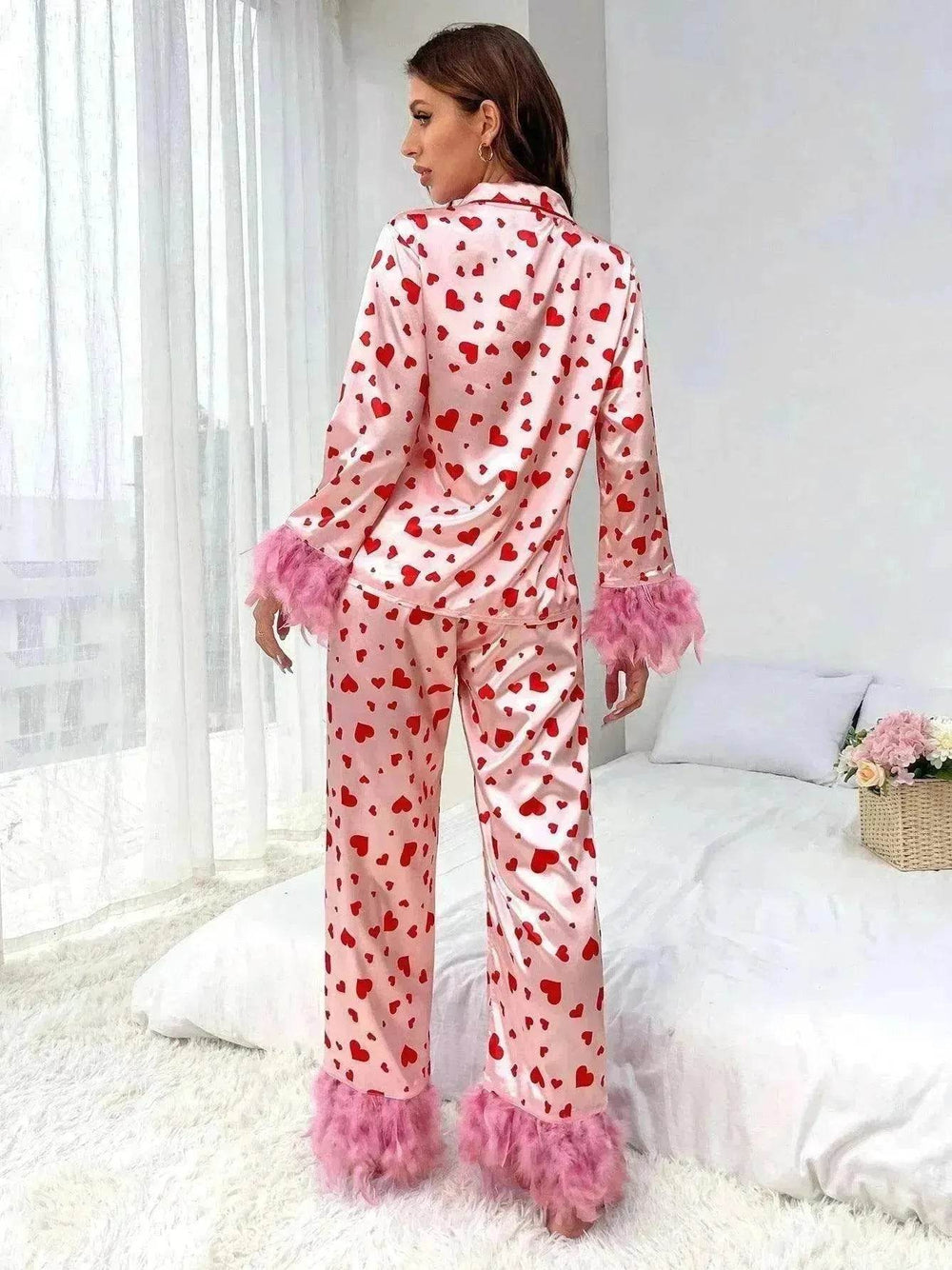 Women's Valentine's Day Sweet Loving Heart Printed Casual Suit Pajamas - EX-STOCK Canada