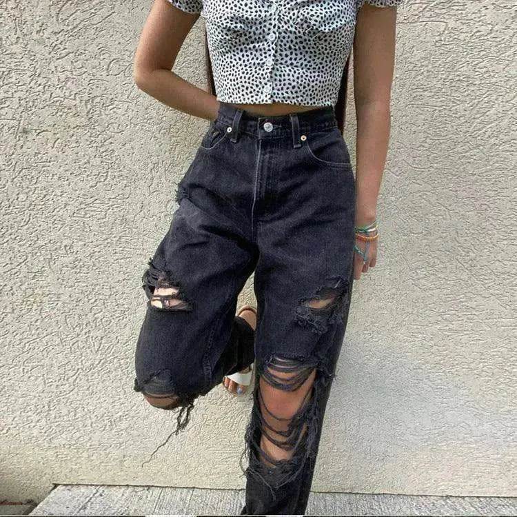 Women's jeans ripped holes are thinner women's jeans - EX-STOCK Canada