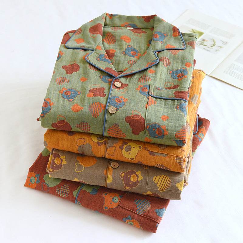 Woven Jacquard Lapel Pajamas Suit Loose  EX-STOCK CANADA