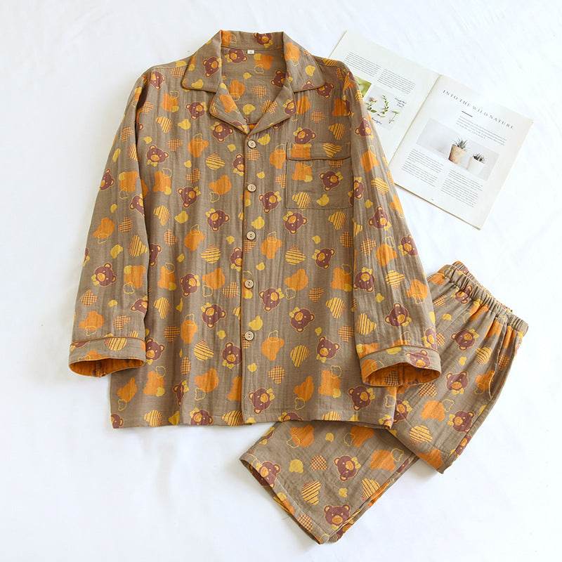 Woven Jacquard Lapel Pajamas Suit Loose  EX-STOCK CANADA