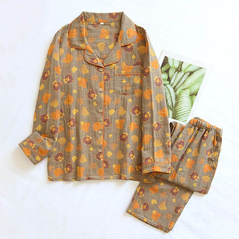 Woven Jacquard Lapel Pajamas Suit Loose  EX-STOCK CANADA