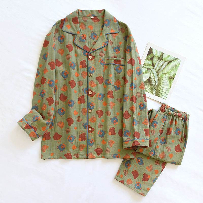 Woven Jacquard Lapel Pajamas Suit Loose  EX-STOCK CANADA