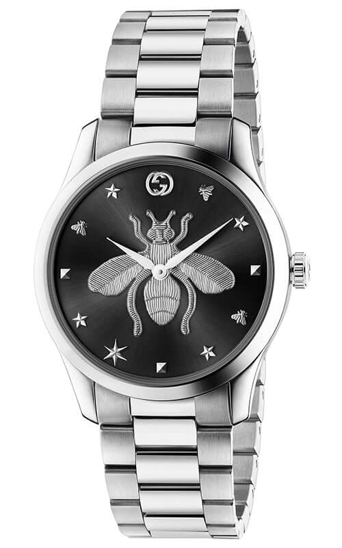 Reloj GUCCI G-TIMELESS ICONIC con Esfera Negra y Abeja de Acero YA1264136 - EX-STOCK Canada