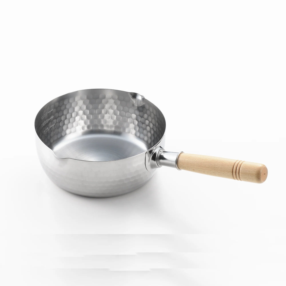 Yoshikawa Yukihira Saucepan 20 cm | 2.1 L Stainless Steel with Wooden Handle 