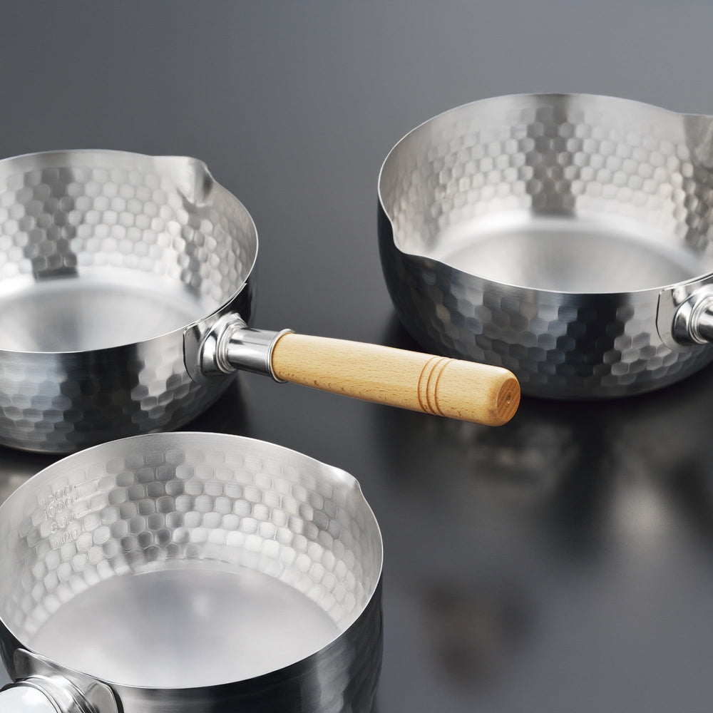 Yoshikawa Yukihira Saucepan 20 cm | 2.1 L Stainless Steel with Wooden Handle 