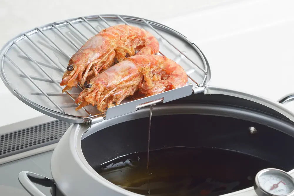 Yoshikawa GOGI Tempura Pot 24cm –  With stainless‑Steel Drip Lid 