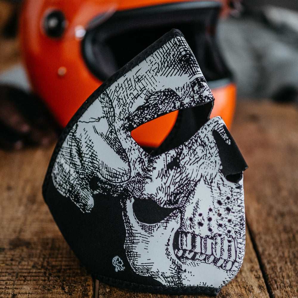 ZANheadgear Full Mask Neoprene Black & White Skull Face EX-STOCK Canada 