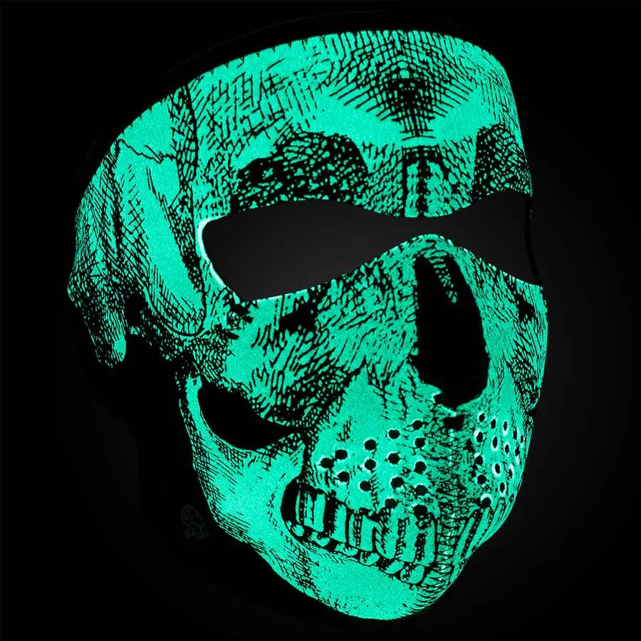 ZANheadgear Full Mask Neoprene Black & White Skull Face Glow In the Dark EX-STOCK Canada 