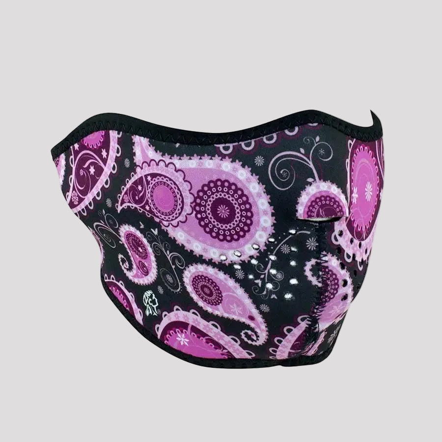 ZANheadgear Half Mask Neoprene Purple Paisley 