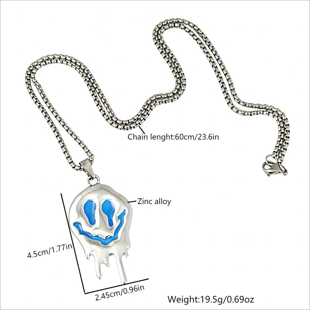 Zinc Alloy Noctilucent Necklace Halloween Ghost Glowing Grimace Pendant - EX-STOCK Canada