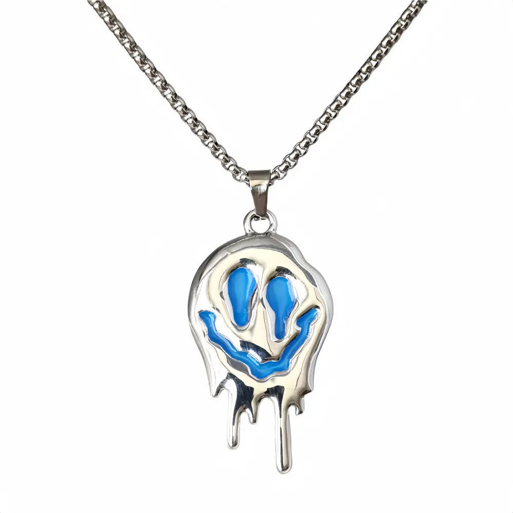 Zinc Alloy Noctilucent Necklace Halloween Ghost Glowing Grimace Pendant - EX-STOCK Canada