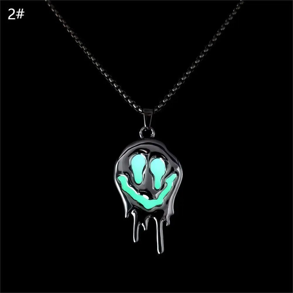 Zinc Alloy Noctilucent Necklace Halloween Ghost Glowing Grimace Pendant - EX-STOCK Canada