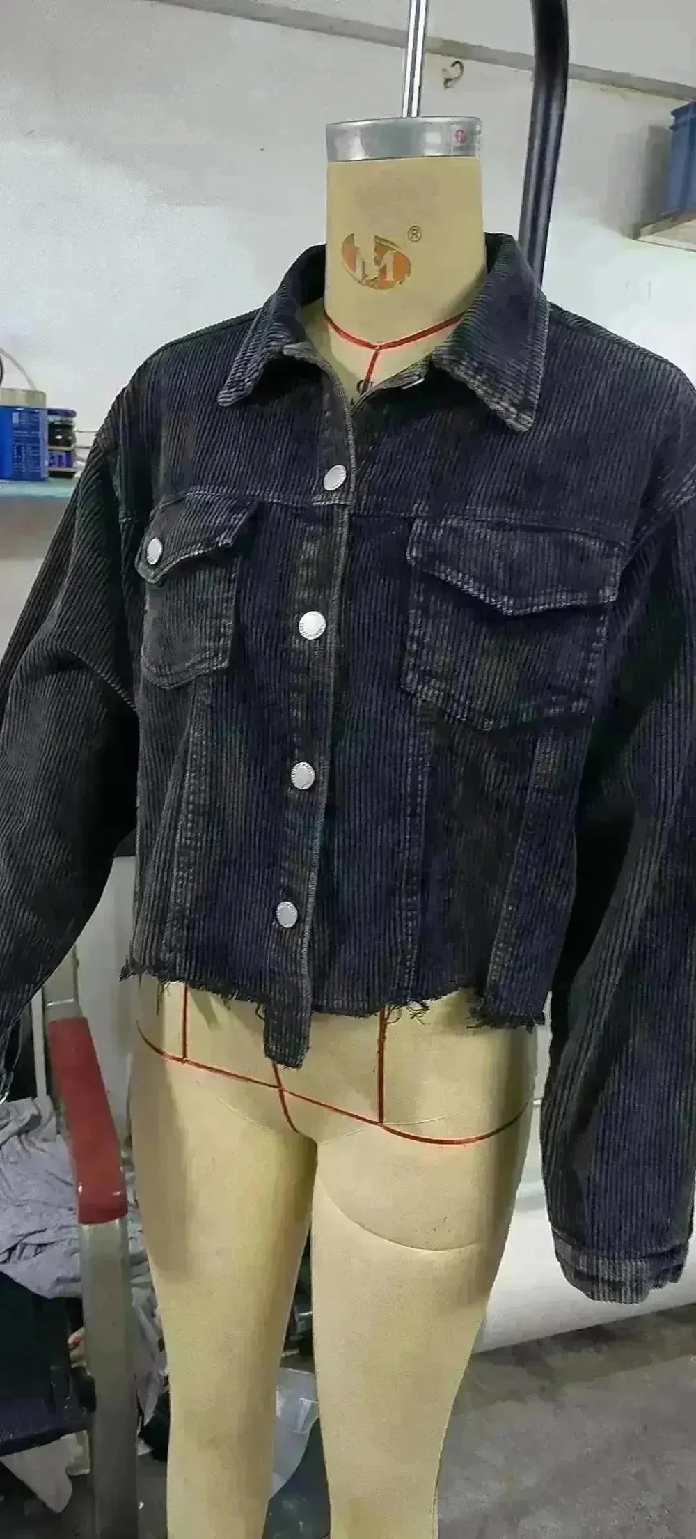 Women Christmas Corduroy Rugby Sequined crop Jacket - EX-STOCK CANADA