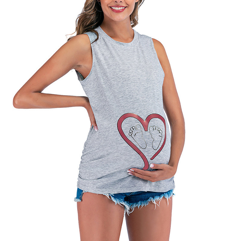 Maternity Tank Tops For Women Ruched Sleeveless Basic Tops Maternity Shirt Vest Pregnancy Tee EX-STOCK