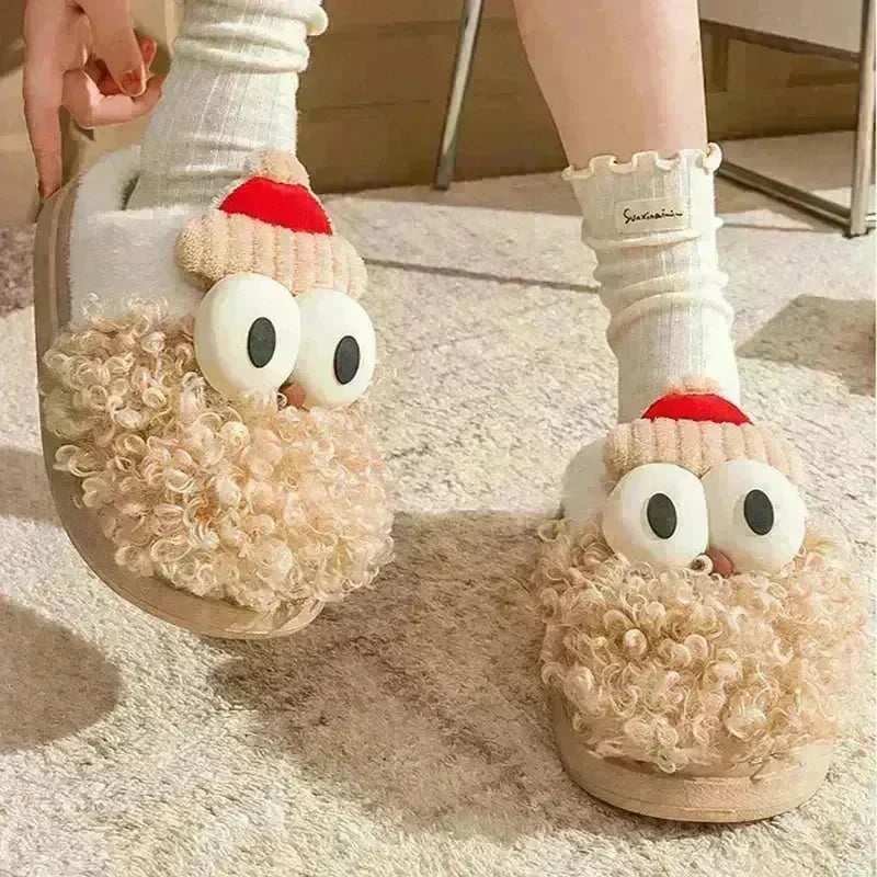 Cartoon Bearded Santa Claus Slippers Home Warm Non-slip Plush   Cotton Shoes Christmas Couple Floor Bedroom Slipper Women Men - EX-STOCK CANADA
