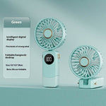 Handheld Fan Digital Display Hanging Neck Folding Charging - EX-STOCK Canada