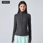 Long Sleeve Workout Tops for Women Halter Neck Zip Up gym top - EX-STOCK CANADA