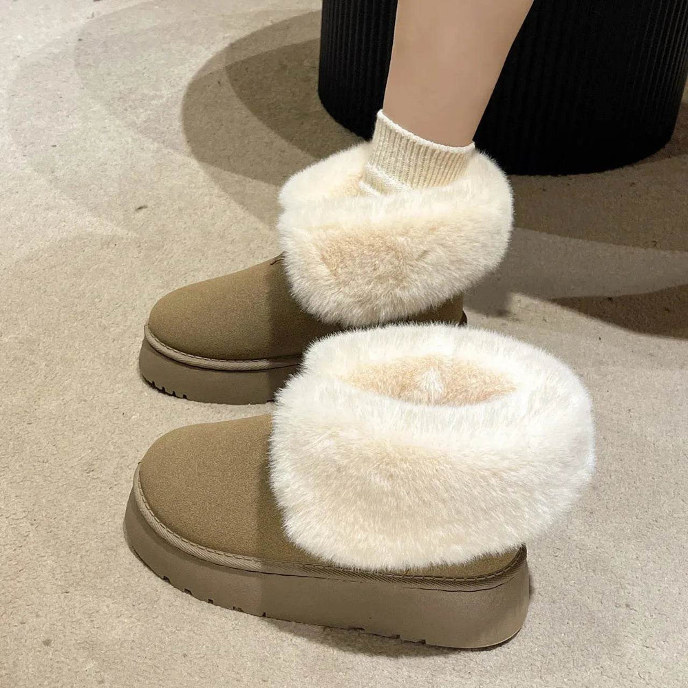 Winter Warm Snow Boots New Fashion Foldable Fleece Cotton Shoes For Women Plus Velvet And Thickened Plush Ankle Boots - EX-STOCK Canada