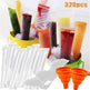 320 Pcs Disposable Beverage Packaging Bag Ice Popsicle Mold Bags With 2 Pcs Orange Funnels DIY Ice Lolly Bags BPA Free Freezer Tubes With Zip Seals For Summer Halloween Birthday Party - EX-STOCK Canada