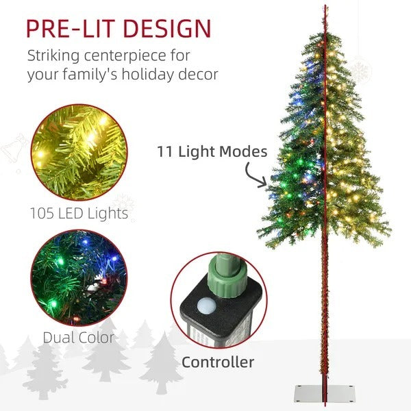 6' Artificial Christmas Tree With Warm White Or Colourful LED Lights, Pencil Shape, Steel Base EX-STOCK Canada 