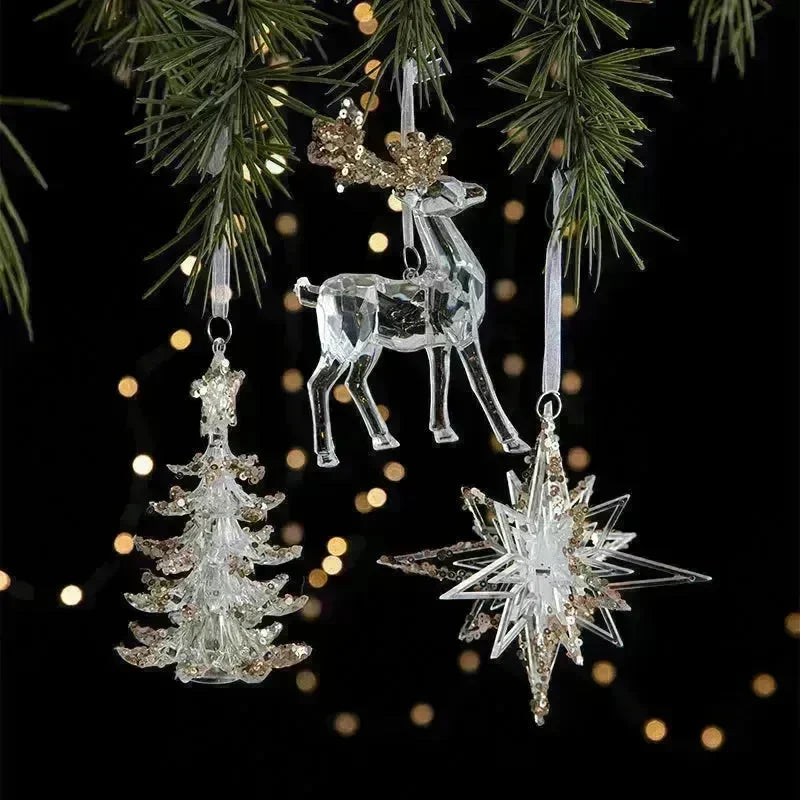 Christmas Decorations Sequins Acrylic Transparent Pendant - EX-STOCK CANADA