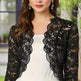Women's Solid Color Cropped Lace Cardigan - Summer Fashion Medium-Long Sleeve Open Front Top EX-STOCK