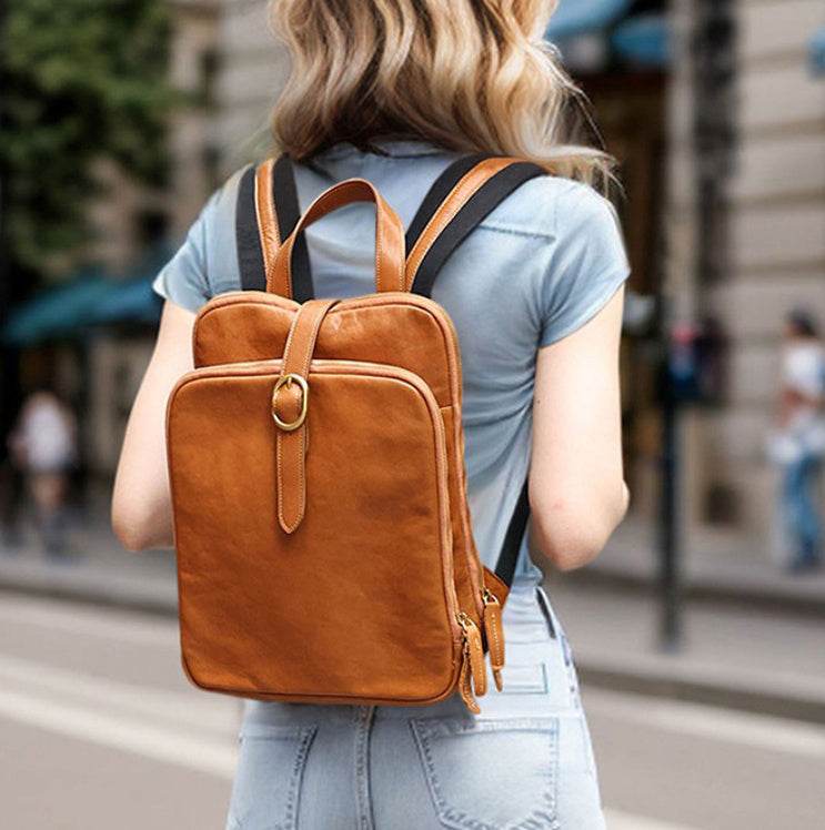 Multi-laminated Retro Genuine Leather Backpack - EX-STOCK Canada