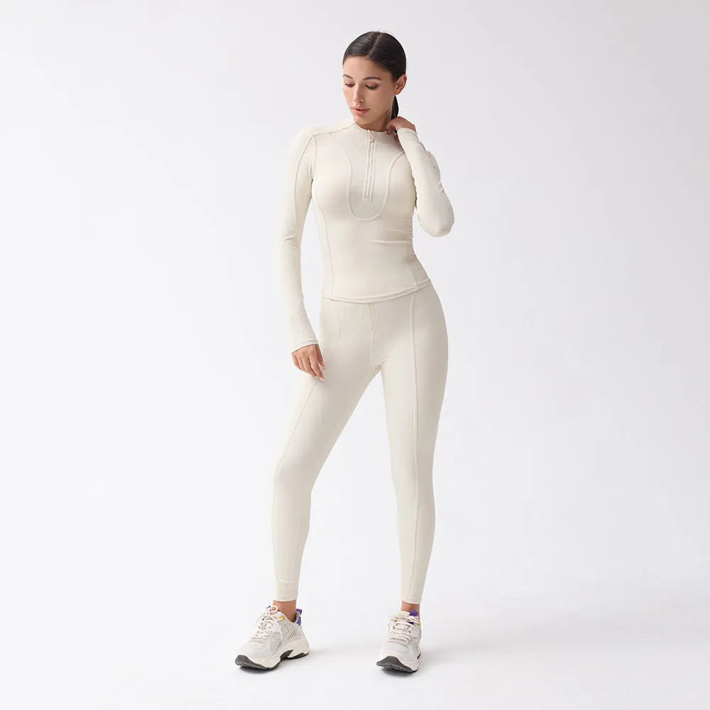Long sleeve gym top for women Slim fit Half Zip Fitness Workout Top - EX-STOCK CANADA