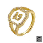 Fashion Micro Inlaid Zircon Arab Letters Ring for women - EX-STOCK CANADA