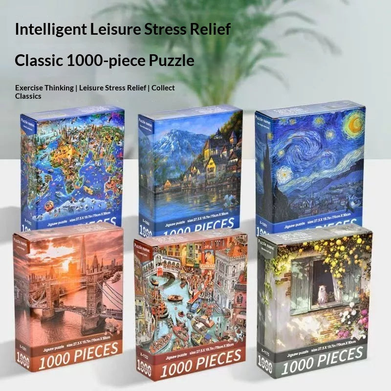 1000-Piece Jigsaw Puzzle 70x50 cm – 8 Designs for Kids & Adults