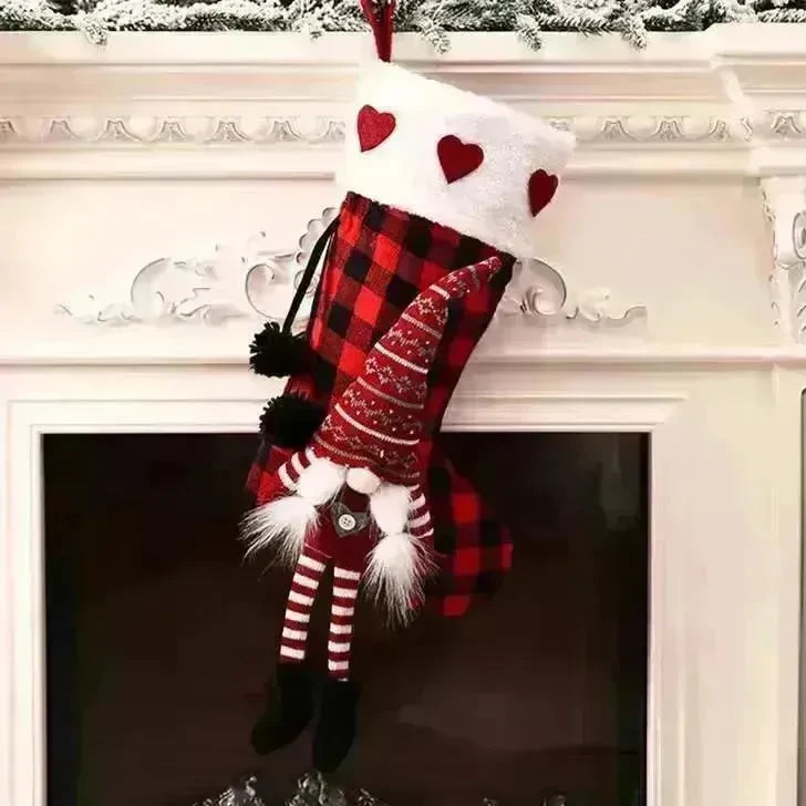 Red And Black Plaid Hanging Feet Stockings Christmas - EX-STOCK CANADA