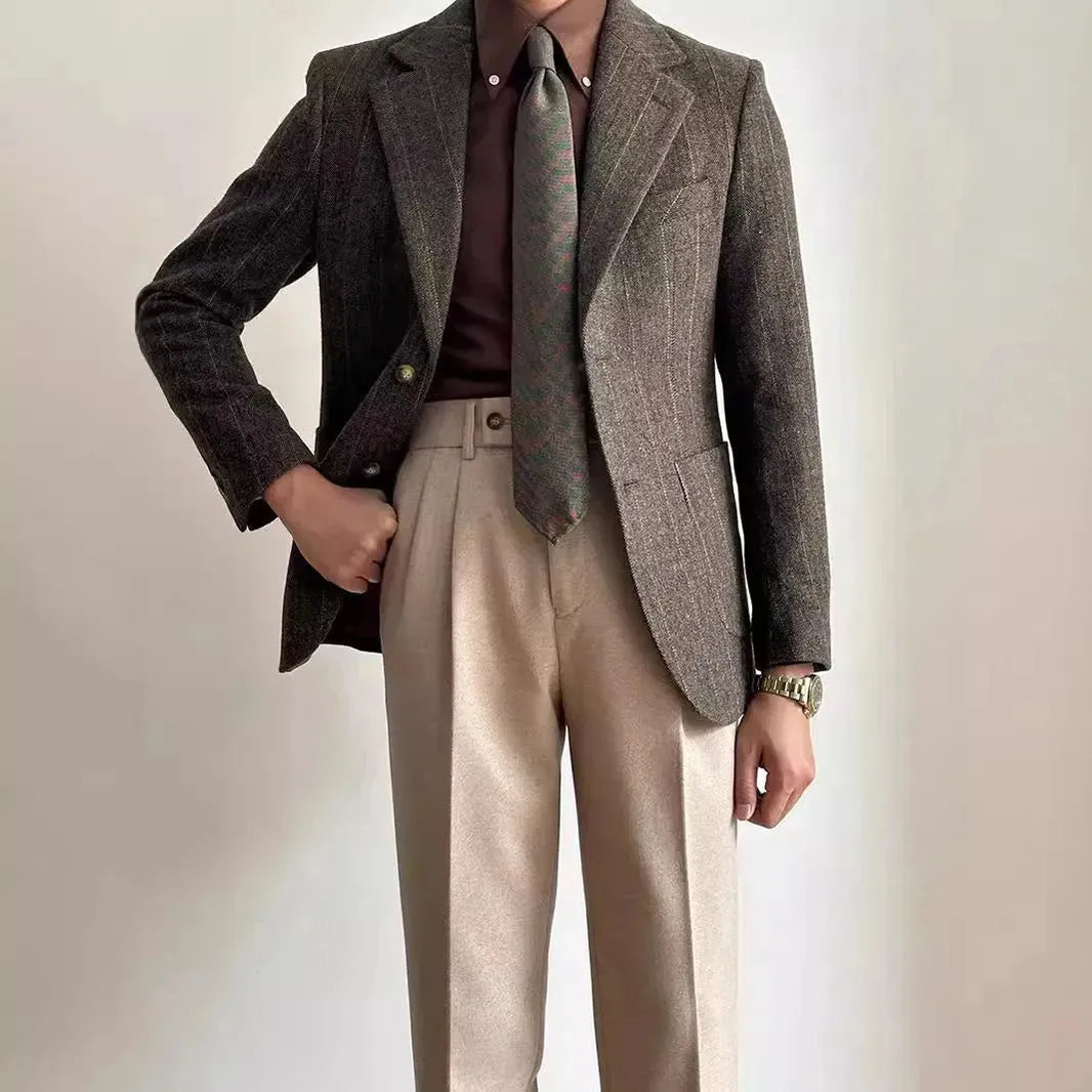 Straight Fitted All-matching formal business Office Work Suit Pants trouser  For Men - EX-STOCK CANADA