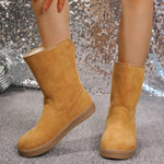 Women's Snow Boots Winter Warm Non-slip Flat Mid-calf Boot Plus Velvet And Thickened Cotton Shoes - EX-STOCK Canada
