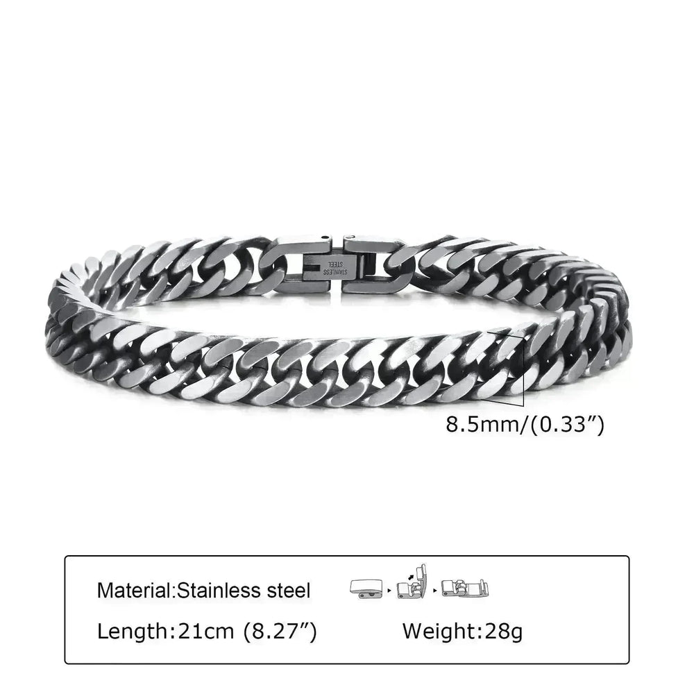 Stainless Steel Men's Ornament Vintage Cuban Link Chain Bracelet - EX-STOCK CANADA