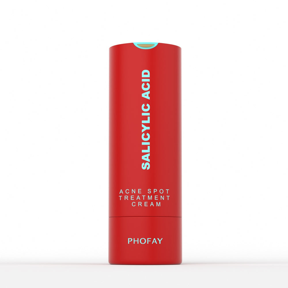 Red tube of Phofay Salicylic Acid Acne Spot Treatment Cream on a white background