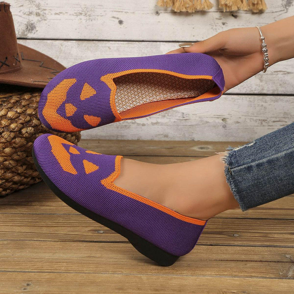 Women's Halloween Pumpkin Printed Breathable Flying Woven Shoes - EX-STOCK Canada